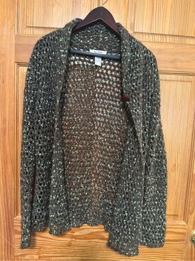 Free People Open-Weave Olive Brown Cardigan